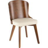 Bocello Dining Chair in Cream Leatherette & Walnut Finish